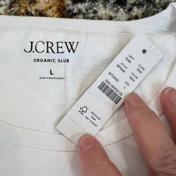 NWT J. Crew White Slim-Fit Organic Slub Cotton Crewneck T-Shirt - Picture 4 of 9